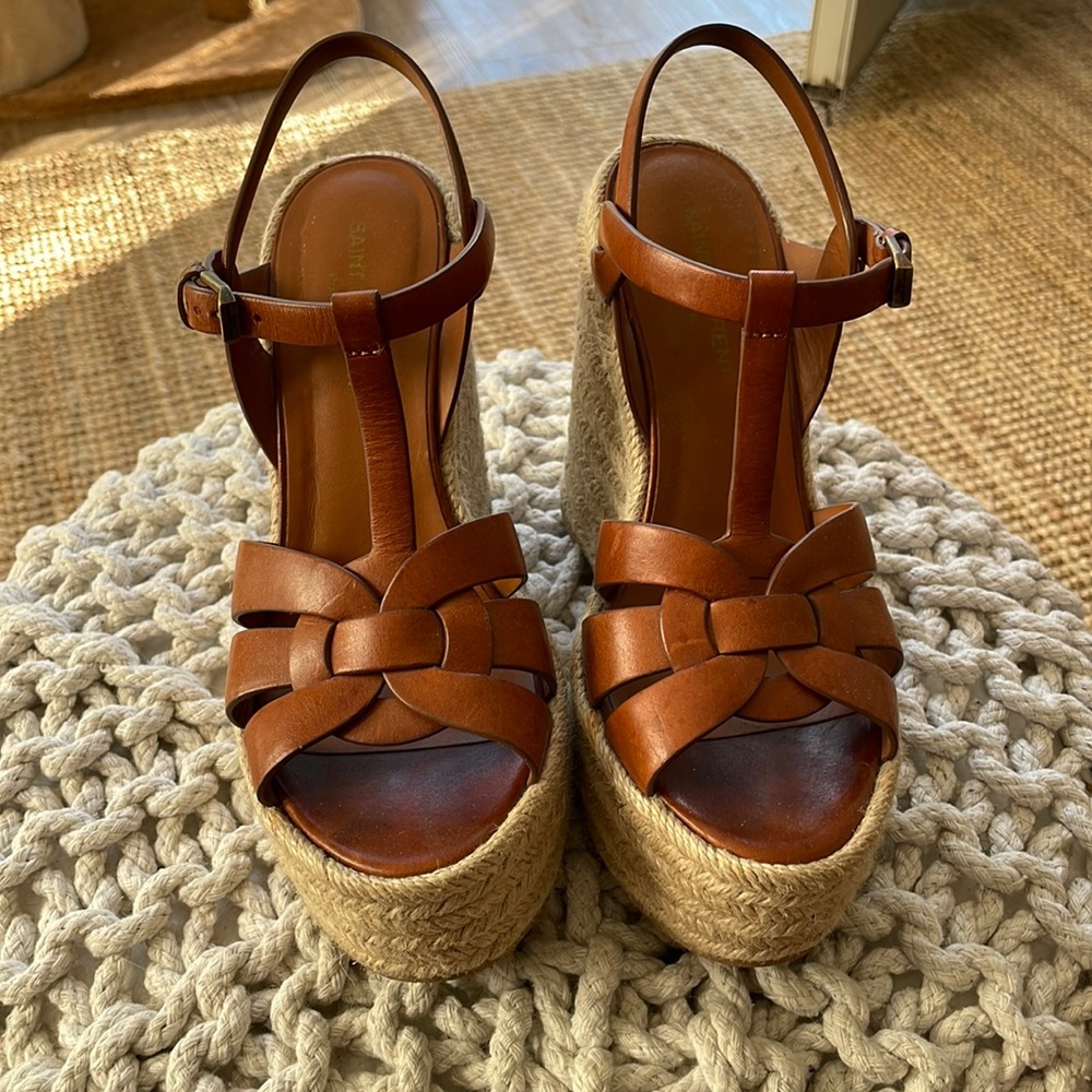 Saint Laurent Espadrilles Wedge Heels 7.5